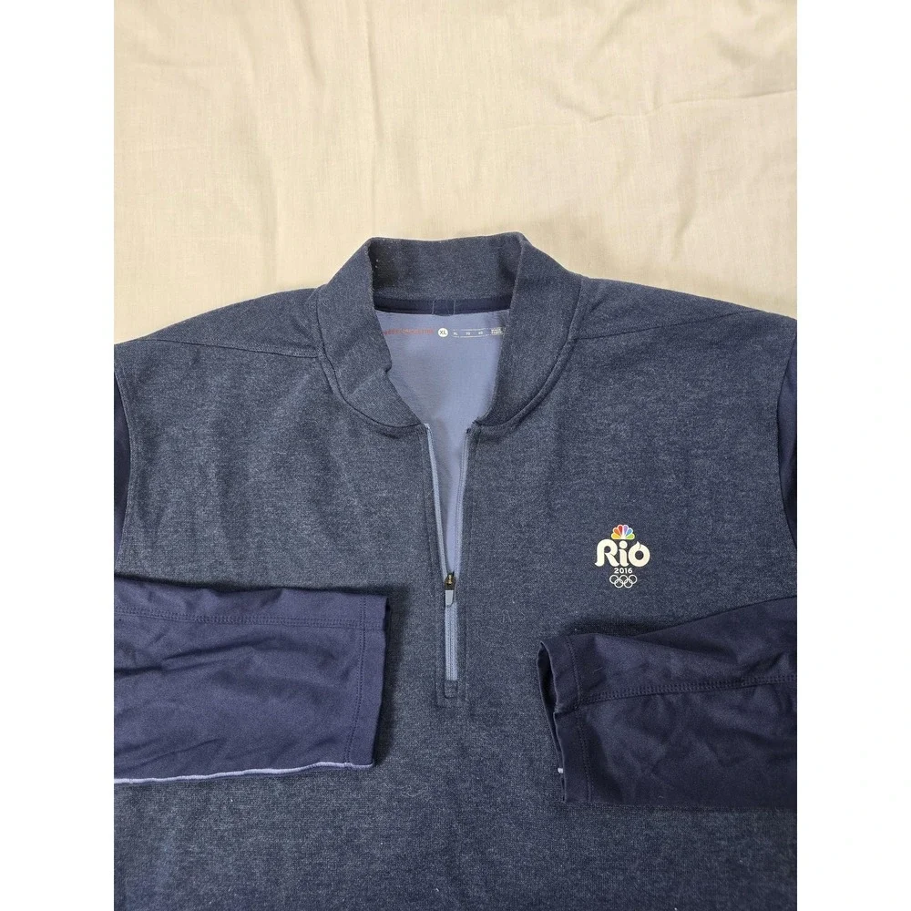 Rio 2016 Olympics Shirt Mens XL Blue Golf Nike Tiger Woods 1/4 Zip Pullover